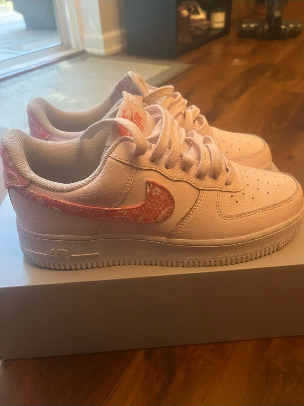 Nike Air Force 1 Low Sneakers - Pale Pink with Coral Logo